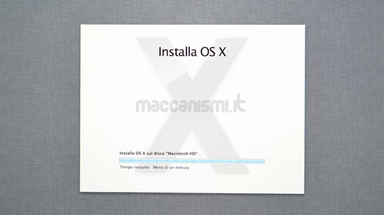 OS X Mountain Lion - Installazione meno di un minuto